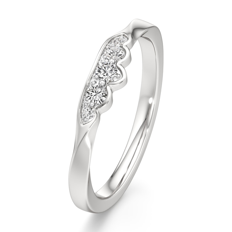 Main Image 4 of J'Lure Lab-Created Diamond Scalloped Wedding Band 1/8 ct tw 18K White Gold