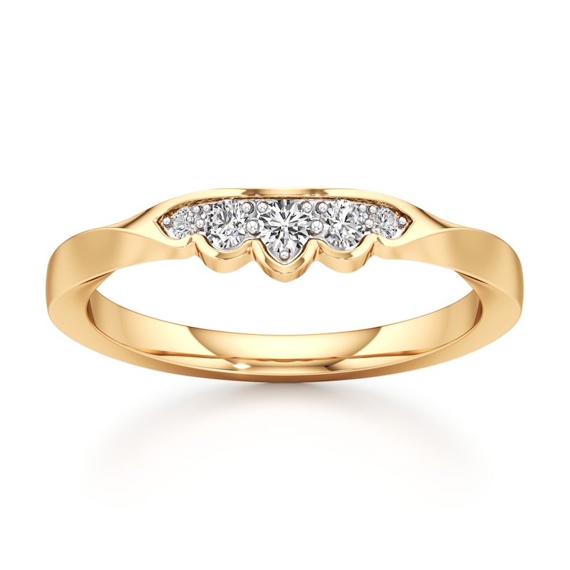 Main Image 1 of J'Lure Lab-Grown Diamond Scalloped Wedding Band 1/8 ct tw 18K Yellow Gold
