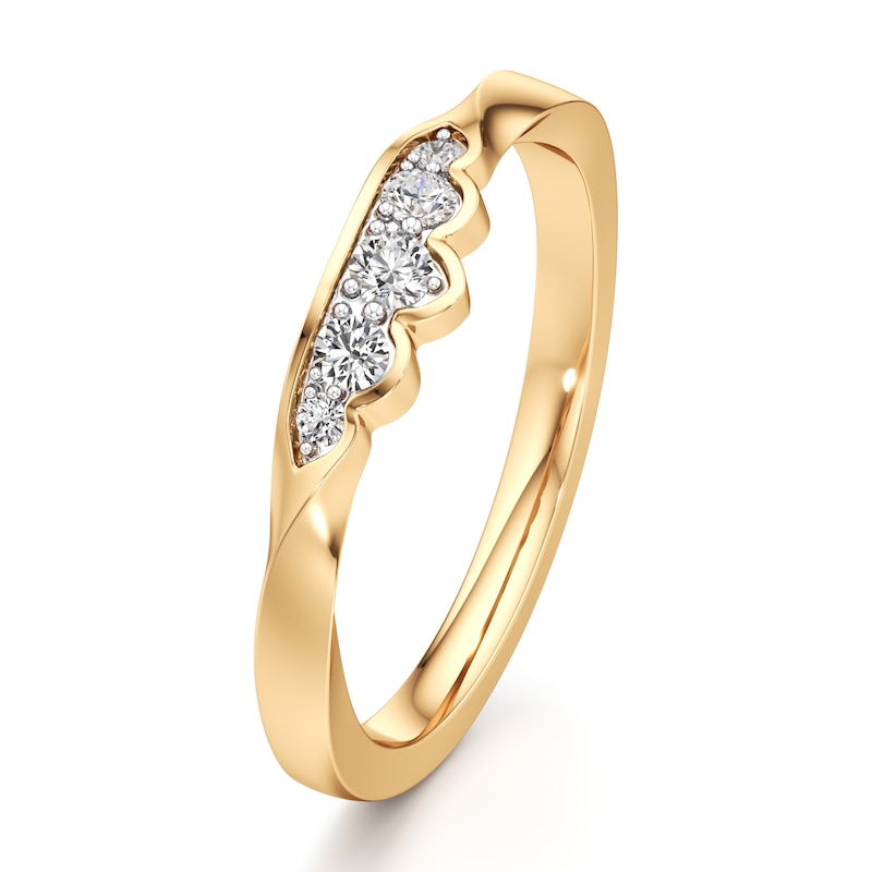 Main Image 4 of J'Lure Lab-Grown Diamond Scalloped Wedding Band 1/8 ct tw 18K Yellow Gold