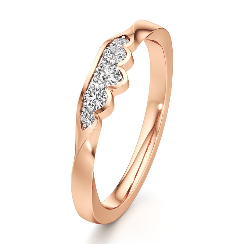 Main Image 4 of J'Lure Lab-Grown Diamond Scalloped Wedding Band 1/8 ct tw 18K Rose Gold
