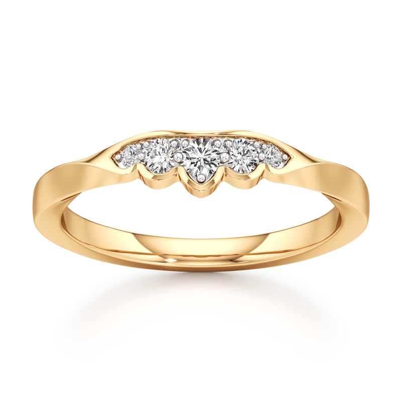 Main Image 1 of J'Lure Lab-Grown Diamond Scalloped Wedding Band 1/8 ct tw 18K Yellow Gold