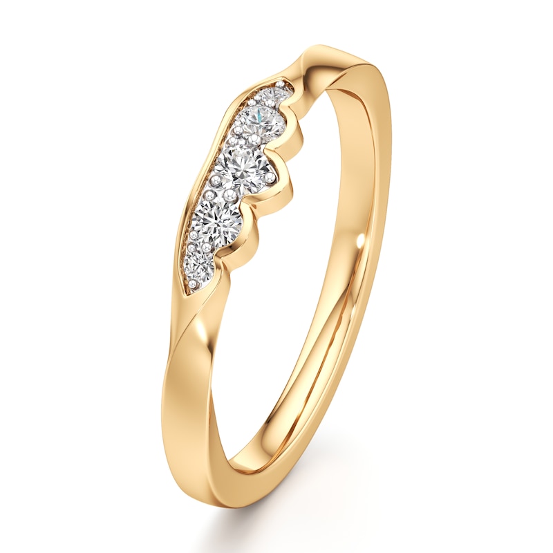 Main Image 4 of J'Lure Lab-Grown Diamond Scalloped Wedding Band 1/8 ct tw 18K Yellow Gold