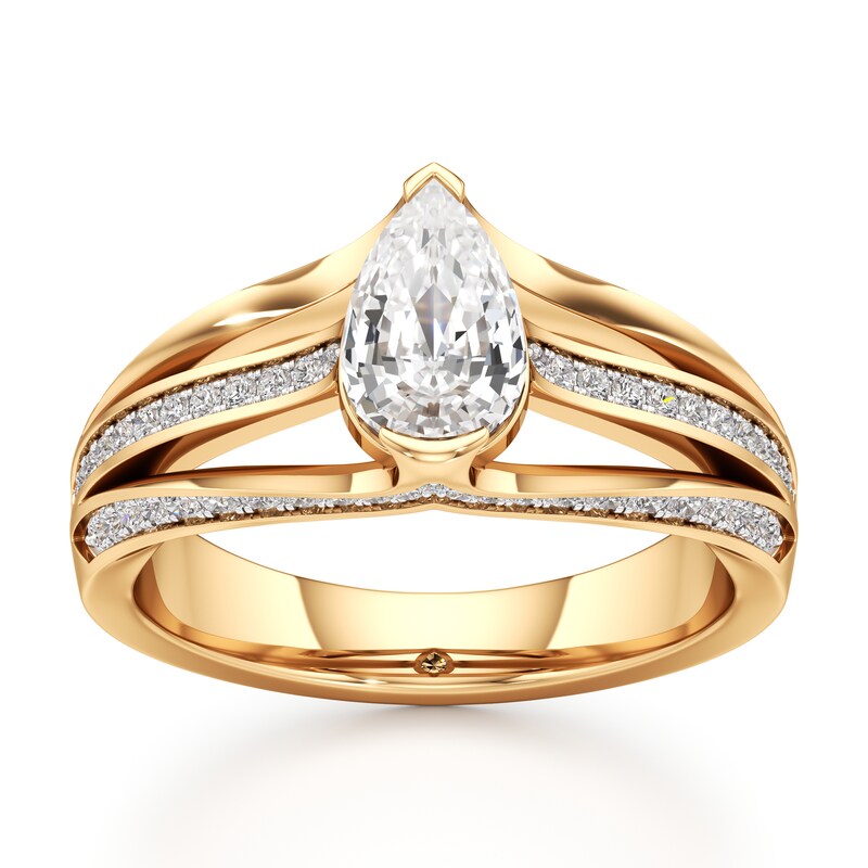 Main Image 1 of J'Lure Lab-Grown Diamond Pear Step-Cut Engagement Ring 1-3/8 ct tw 18K Yellow Gold