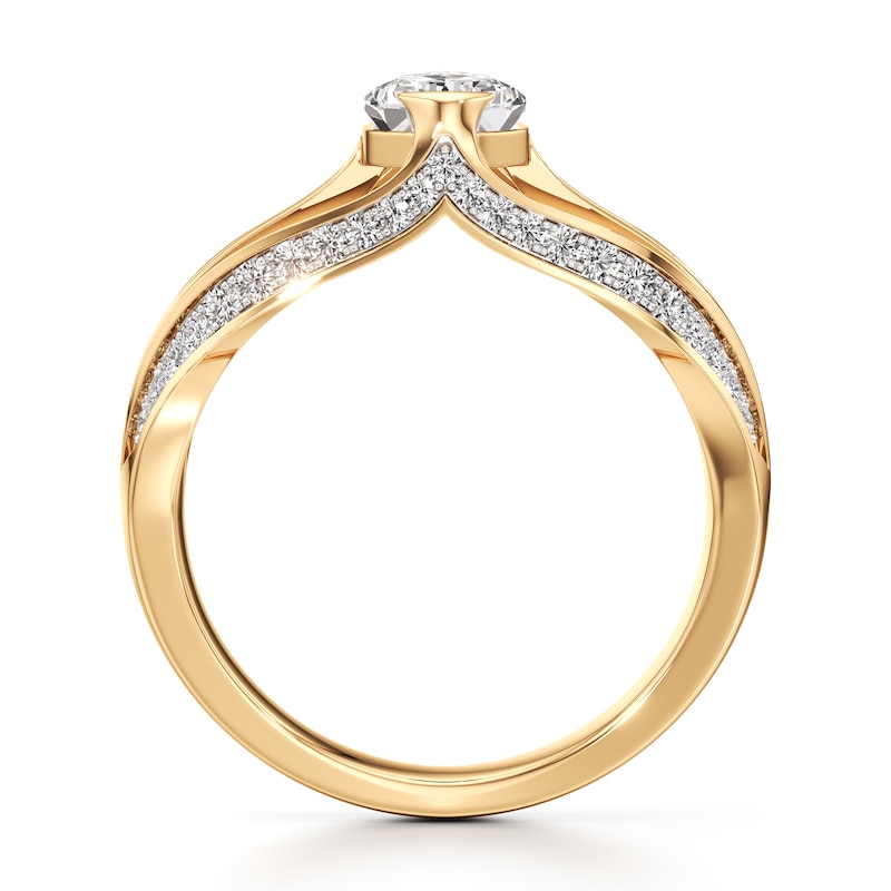 Main Image 2 of J'Lure Lab-Grown Diamond Pear Step-Cut Engagement Ring 1-3/8 ct tw 18K Yellow Gold