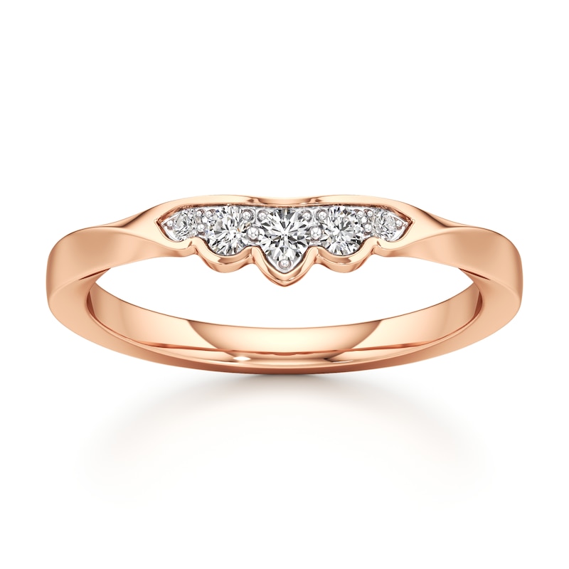 Main Image 1 of J'Lure Lab-Grown Diamond Scalloped Wedding Band 1/8 ct tw 18K Rose Gold