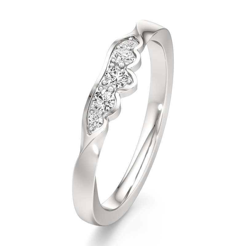Main Image 4 of J'Lure Lab-Grown Diamond Scalloped Wedding Band 1/6 ct tw 18K White Gold