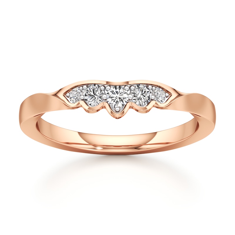 Main Image 1 of J'Lure Lab-Grown Diamond Scalloped Wedding Band 1/6 ct tw 18K Rose Gold