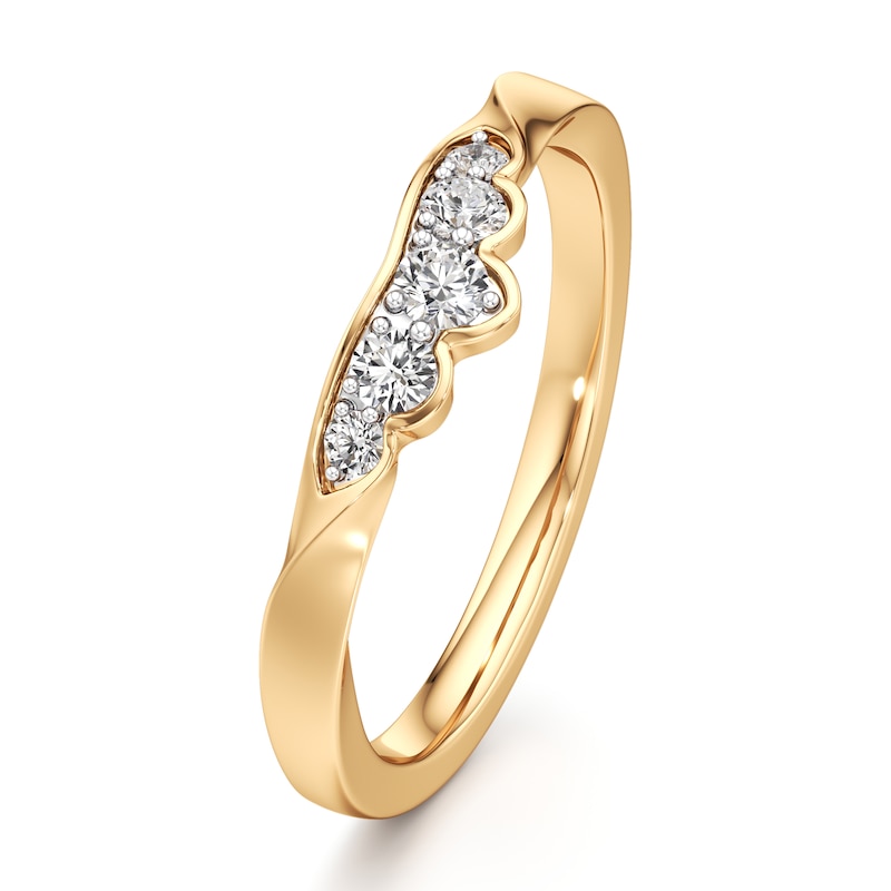Main Image 4 of J'Lure Lab-Grown Diamond Scalloped Wedding Band 1/5 ct tw 18K Yellow Gold