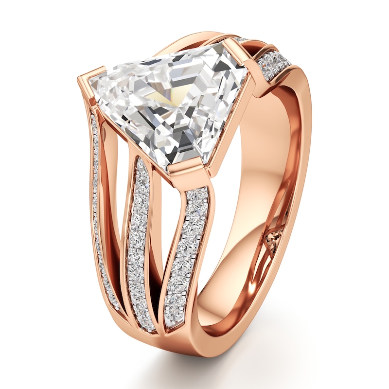 Main Image 4 of J'Lure Lab-Grown Diamond Shield Step-Cut Engagement Ring 3-3/8 ct tw 18K Rose Gold
