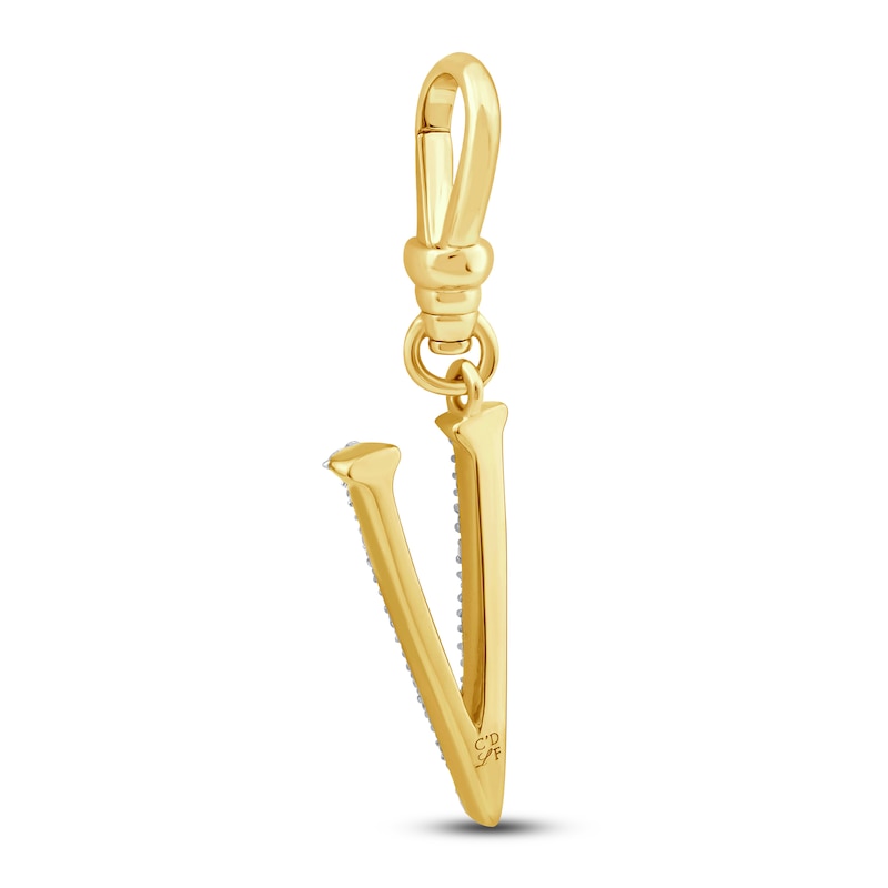 Main Image 2 of Charm'd by Lulu Frost Diamond Letter V Charm 1/15 ct tw Pavé Round 10K Yellow Gold