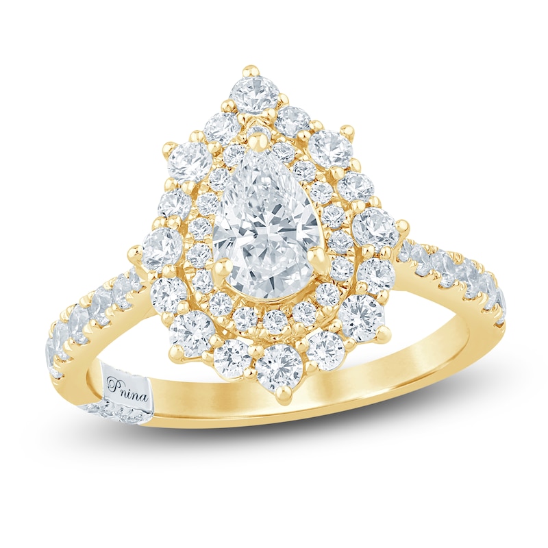 Main Image 1 of Pnina Tornai Pear-Shaped Diamond Double Halo Engagement Ring 1-5/8 ct tw 14K Yellow Gold