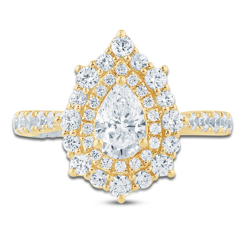 Main Image 3 of Pnina Tornai Pear-Shaped Diamond Double Halo Engagement Ring 1-5/8 ct tw 14K Yellow Gold