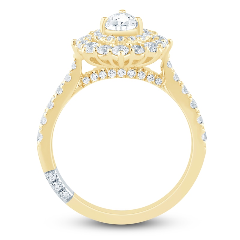 Main Image 4 of Pnina Tornai Pear-Shaped Diamond Double Halo Engagement Ring 1-5/8 ct tw 14K Yellow Gold