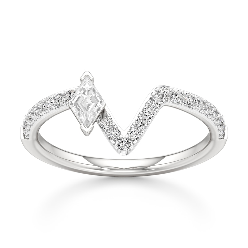Main Image 1 of J'Lure Lozenge Step-Cut Lab-Grown Diamond Contour Wedding Band 3/8 ct tw 18K White Gold