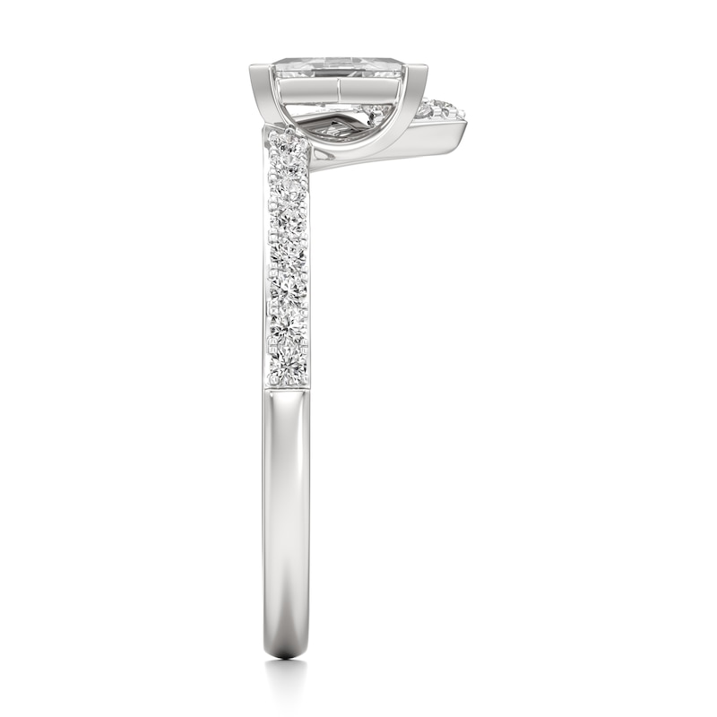 Main Image 3 of J'Lure Lozenge Step-Cut Lab-Grown Diamond Contour Wedding Band 3/8 ct tw 18K White Gold