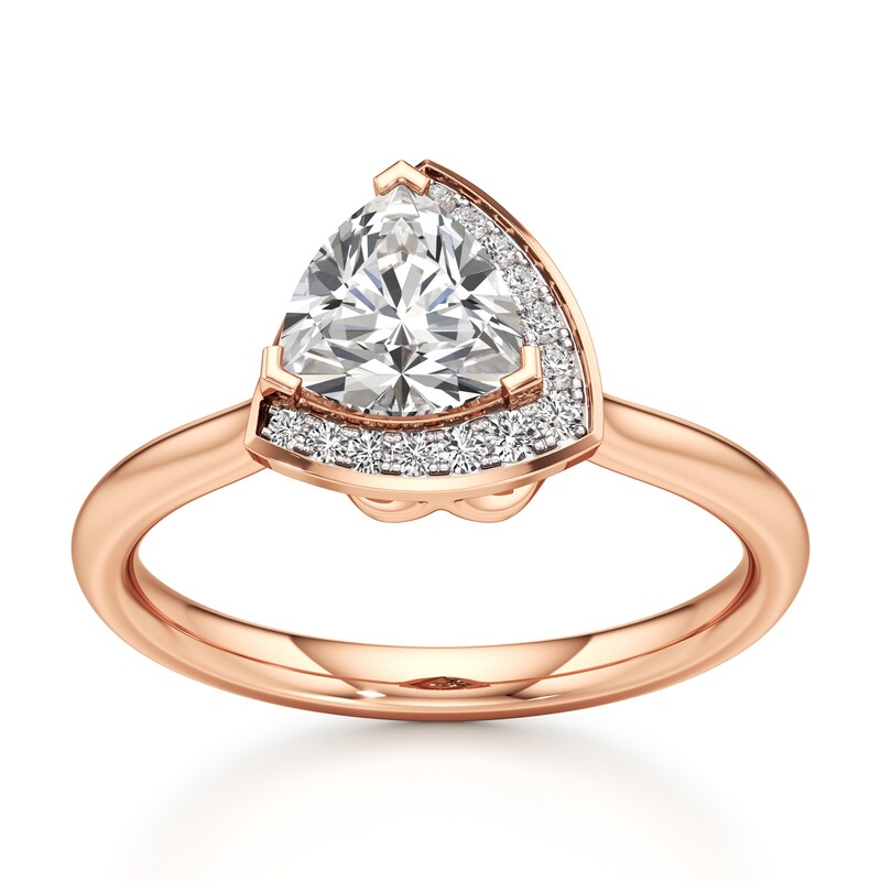Main Image 1 of J'Lure Trillion Curved Brilliant-Cut Lab-Grown Diamond Half-Halo Engagement Ring 1 ct tw 18K Rose Gold