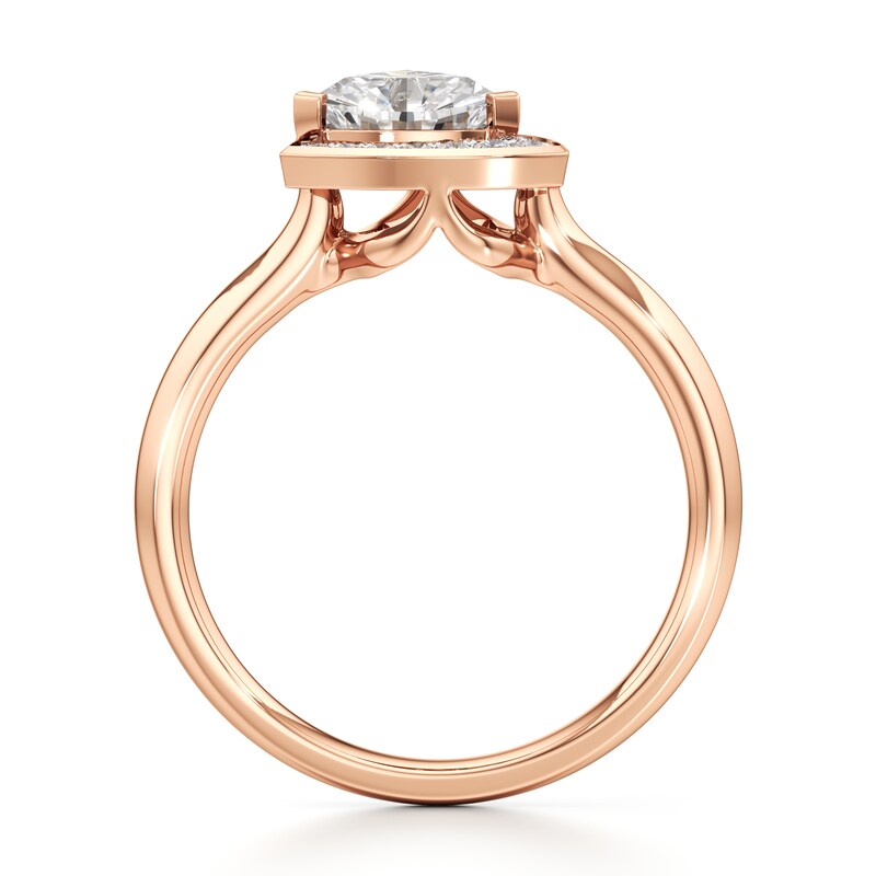Main Image 2 of J'Lure Trillion Curved Brilliant-Cut Lab-Grown Diamond Half-Halo Engagement Ring 1 ct tw 18K Rose Gold
