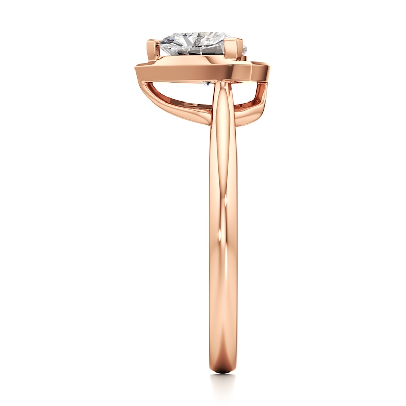Main Image 3 of J'Lure Trillion Curved Brilliant-Cut Lab-Grown Diamond Half-Halo Engagement Ring 1 ct tw 18K Rose Gold