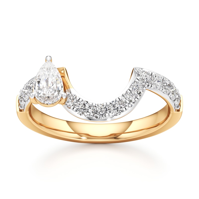 Main Image 1 of J'Lure Pear Step-Cut Lab-Grown Diamond Contour Wedding Band 3/4 ct tw 18K Yellow Gold