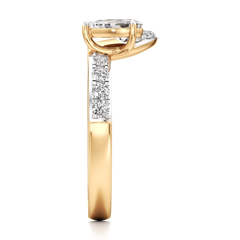 Main Image 3 of J'Lure Pear Step-Cut Lab-Grown Diamond Contour Wedding Band 3/4 ct tw 18K Yellow Gold