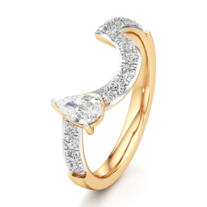Main Image 4 of J'Lure Pear Step-Cut Lab-Grown Diamond Contour Wedding Band 3/4 ct tw 18K Yellow Gold