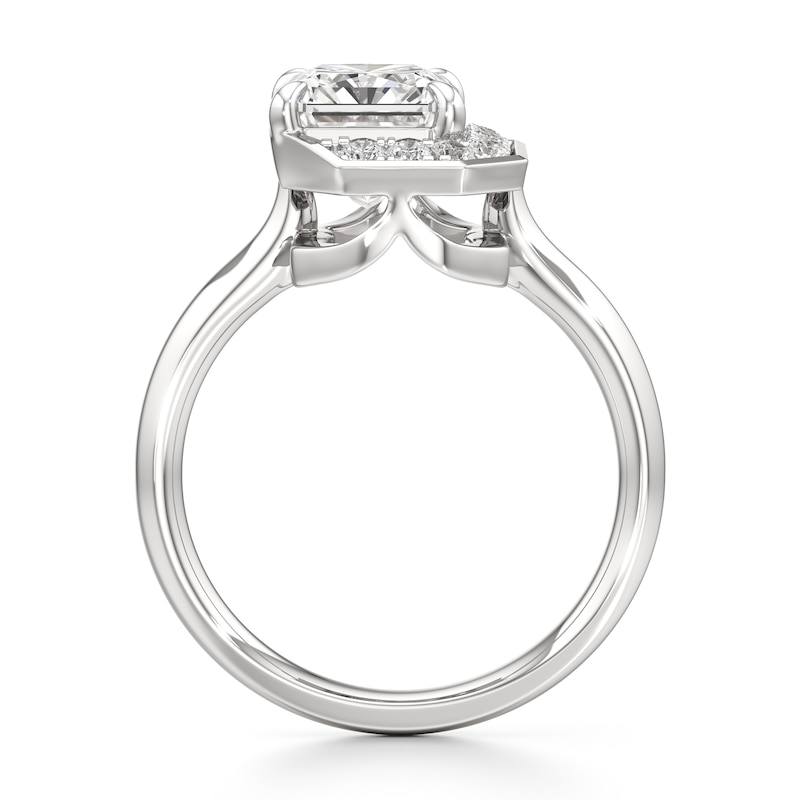 Main Image 2 of J'Lure Radiant Brilliant-Cut Lab-Grown Diamond Half-Halo Engagement Ring 3-1/6 ct tw 18K White Gold