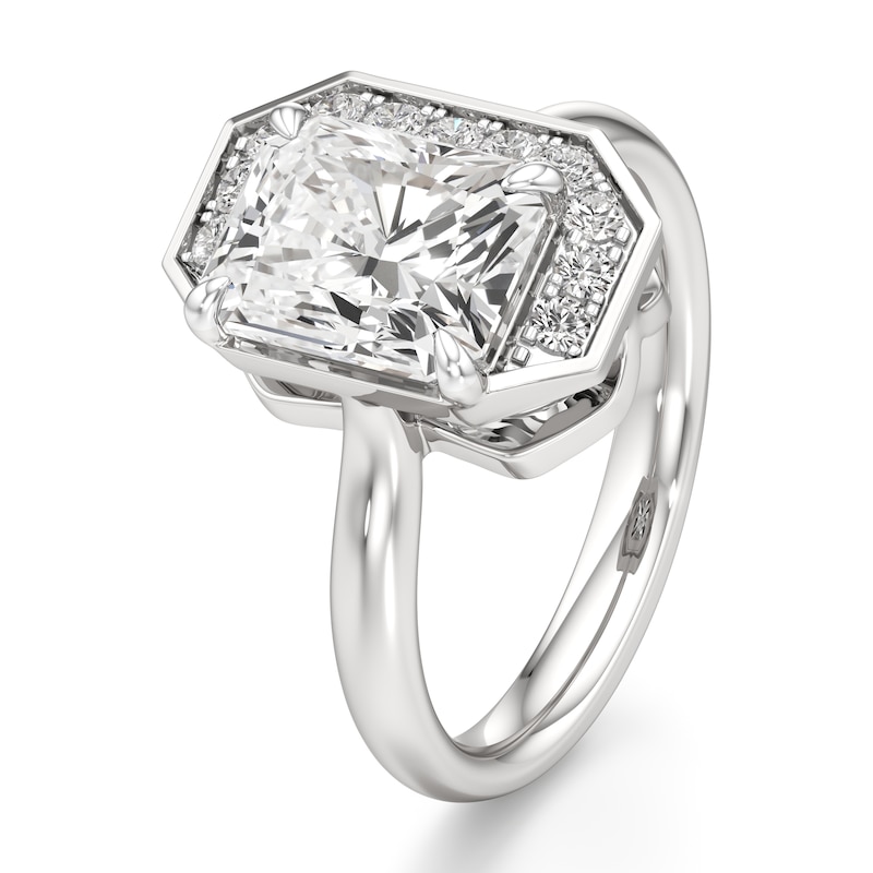 Main Image 4 of J'Lure Radiant Brilliant-Cut Lab-Grown Diamond Half-Halo Engagement Ring 3-1/6 ct tw 18K White Gold