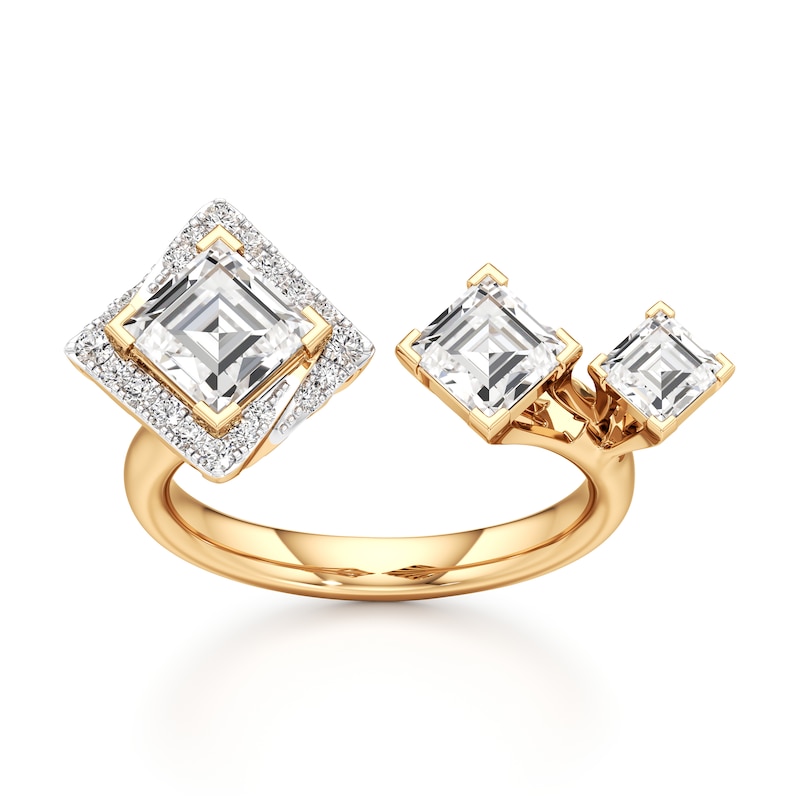 Main Image 1 of J'Lure Carre Step-Cut Lab-Grown Diamond Engagement Ring 2-1/6 ct tw 18K Yellow Gold
