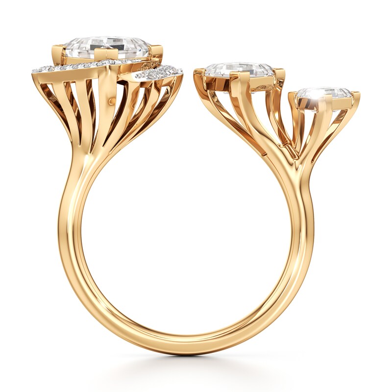 Main Image 2 of J'Lure Carre Step-Cut Lab-Grown Diamond Engagement Ring 2-1/6 ct tw 18K Yellow Gold