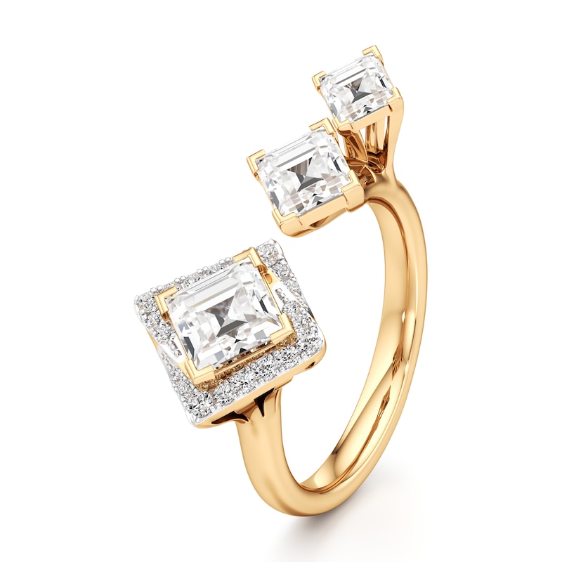 Main Image 4 of J'Lure Carre Step-Cut Lab-Grown Diamond Engagement Ring 2-1/6 ct tw 18K Yellow Gold