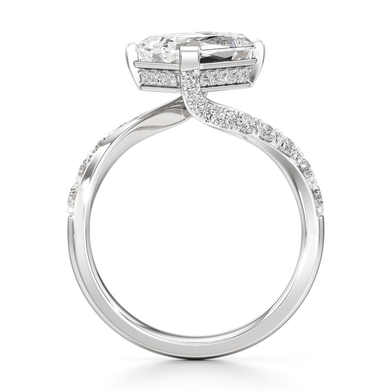 Main Image 2 of J'Lure Imperial-Emerald Step-Cut Lab-Grown Diamond Bypass Engagement Ring 3-1/2 ct tw 18K White Gold