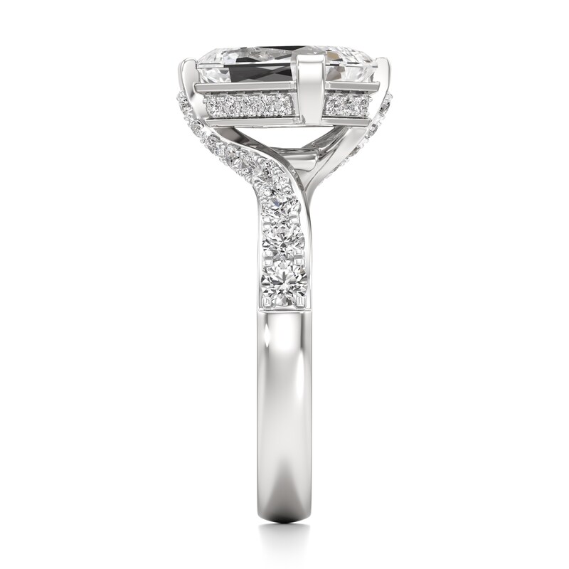Main Image 3 of J'Lure Imperial-Emerald Step-Cut Lab-Grown Diamond Bypass Engagement Ring 3-1/2 ct tw 18K White Gold