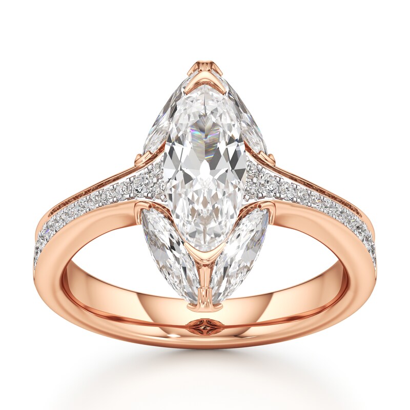Main Image 1 of J'Lure Moval Old-Cut Lab-Grown Diamond Engagement Ring 2-1/4 ct tw 18K Rose Gold
