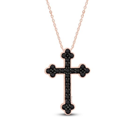 Pnina Tornai Black Diamond Cross Necklace 5/8 ct tw 14K Rose Gold 18"