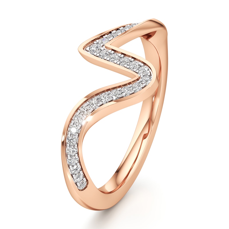 Main Image 4 of J'Lure Lab-Created Diamond Contour Wedding Band 1/5 ct tw 18K Rose Gold