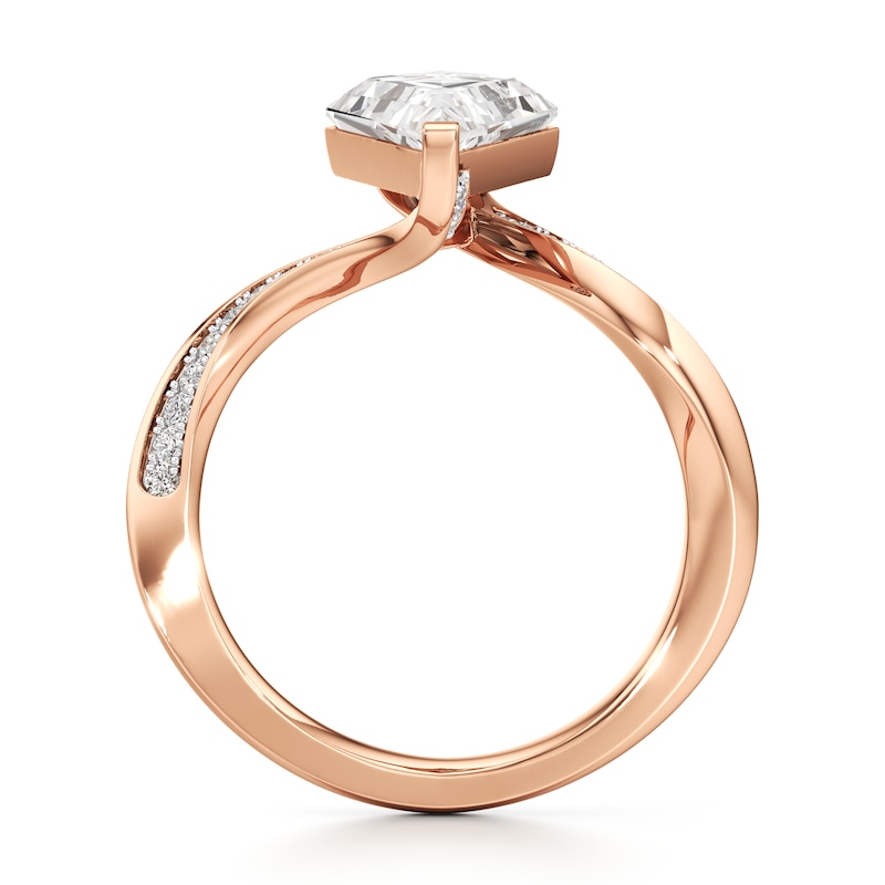 Main Image 2 of J'Lure Kite Step-Cut Lab-Grown Diamond Bypass Engagement Ring 3-1/5 ct tw 18K Rose Gold