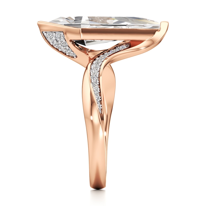 Main Image 3 of J'Lure Kite Step-Cut Lab-Grown Diamond Bypass Engagement Ring 3-1/5 ct tw 18K Rose Gold