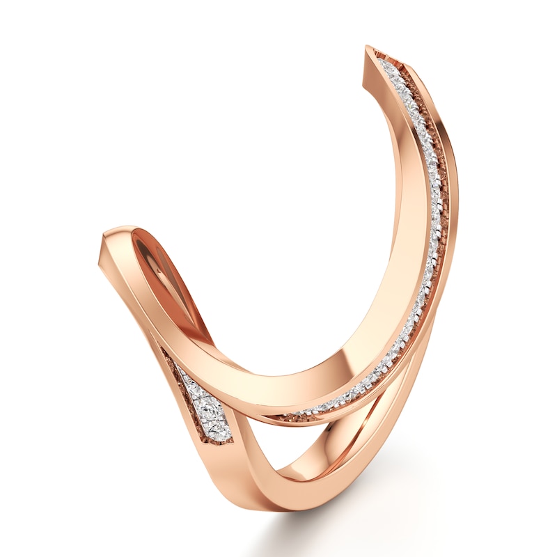 Main Image 4 of J'Lure Lab-Grown Diamond Contour Wedding Band 1/5 ct tw 18K Rose Gold