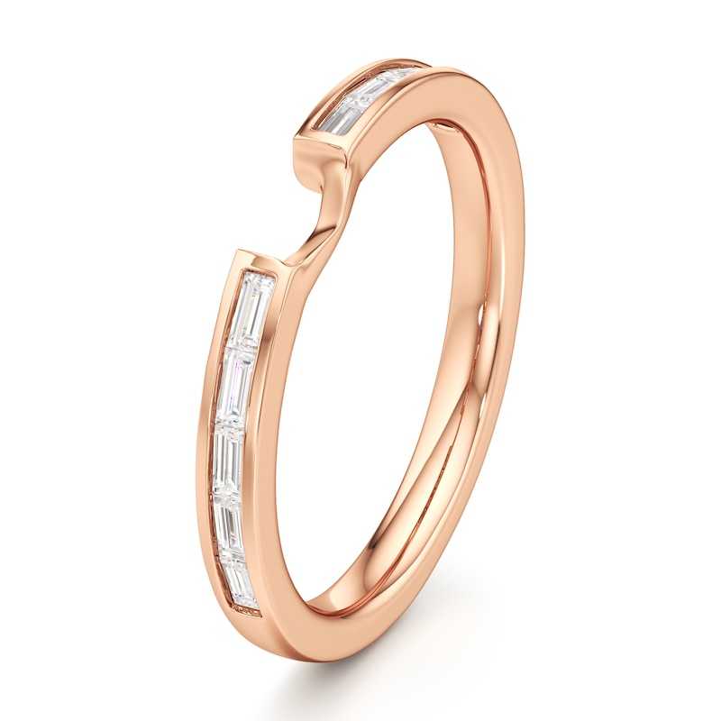 Main Image 4 of J'Lure Baguette-Cut Lab-Grown Diamond Contour Wedding Band 3/8 ct tw 18K Rose Gold