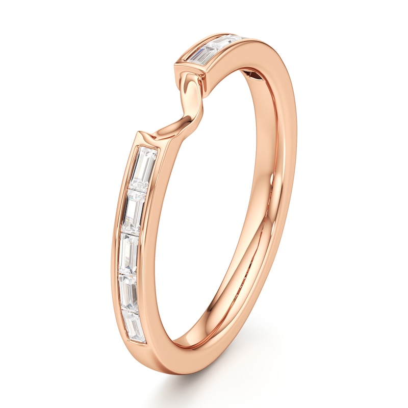 Main Image 4 of J'Lure Baguette-Cut Lab-Grown Diamond Contour Wedding Band 3/8 ct tw 18K Rose Gold