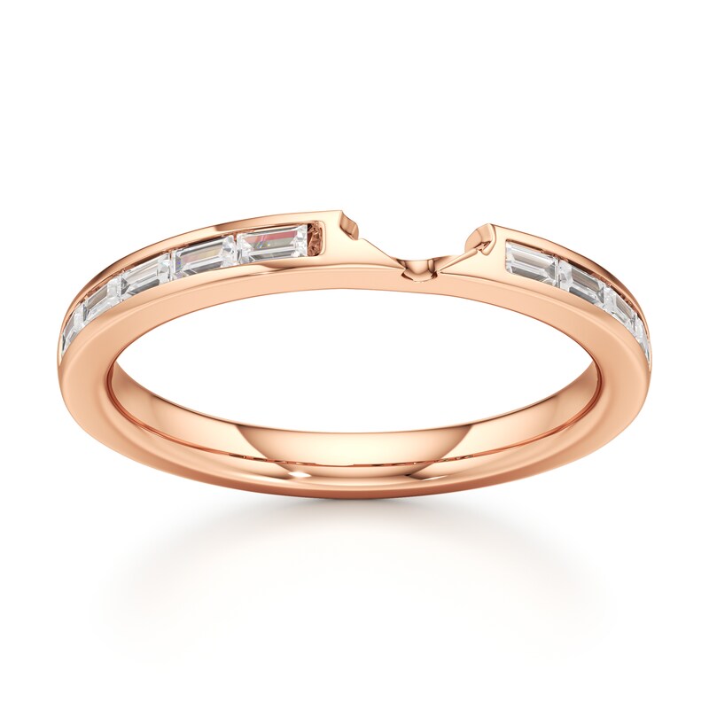 Main Image 1 of J'Lure Baguette-Cut Lab-Grown Diamond Contour Wedding Band 3/8 ct tw 18K Rose Gold