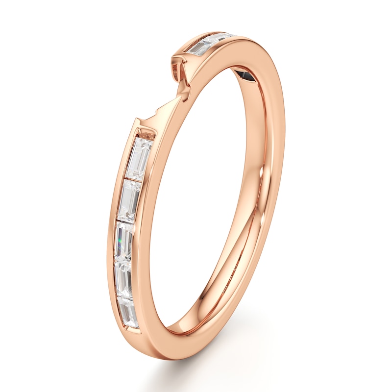 Main Image 4 of J'Lure Baguette-Cut Lab-Grown Diamond Contour Wedding Band 3/8 ct tw 18K Rose Gold