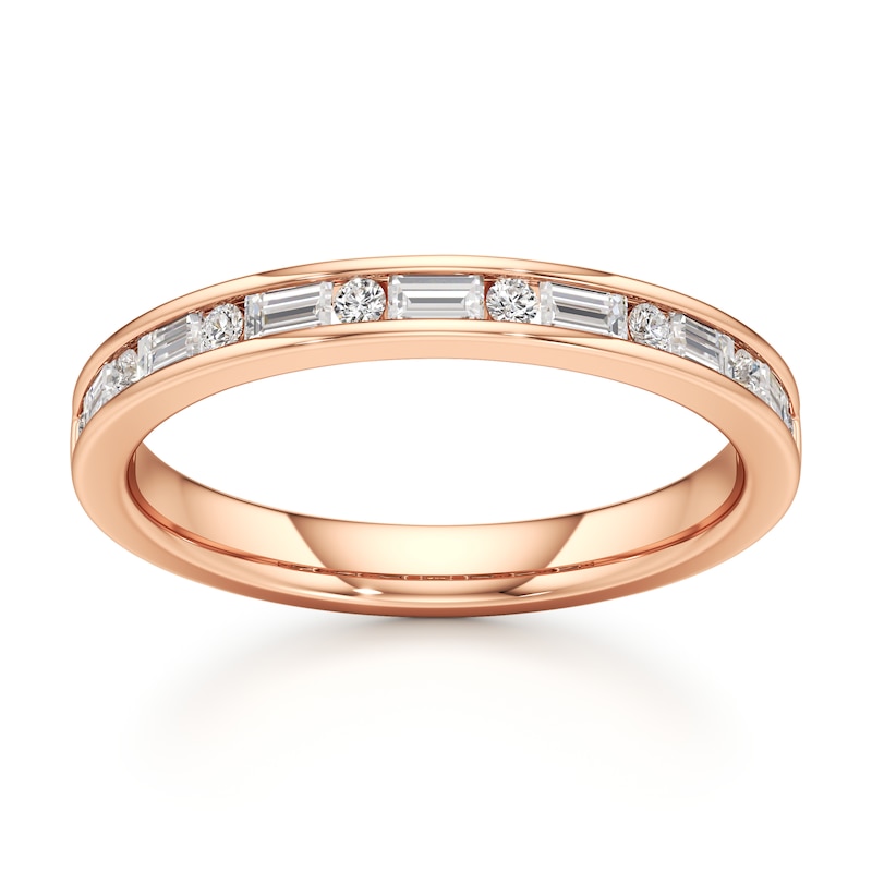 Main Image 1 of J'Lure Baguette & Round-Cut Lab-Grown Diamond Wedding Band 3/8 ct tw 18K Rose Gold