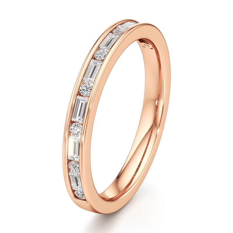 Main Image 4 of J'Lure Baguette & Round-Cut Lab-Grown Diamond Wedding Band 3/8 ct tw 18K Rose Gold