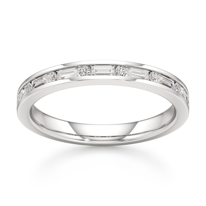 Main Image 1 of J'Lure Baguette & Round-Cut Lab-Grown Diamond Wedding Band 3/8 ct tw 18K White Gold