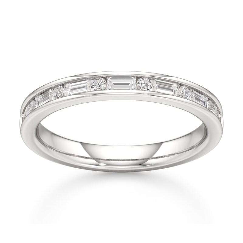 Main Image 1 of J'Lure Baguette & Round-Cut Lab-Created Diamond Wedding Band 3/8 ct tw 18K White Gold