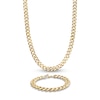 Thumbnail Image 1 of Curb Chain Necklace & Bracelet Gift Set Yellow Ion-Plated Stainless Steel