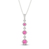 Thumbnail Image 1 of Pink & White Lab-Created Sapphire Drop Necklace Sterling Silver 18"