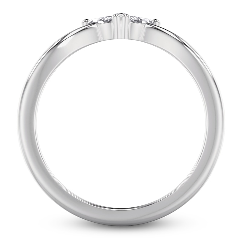 Main Image 3 of ArtCarved Marquise-Cut Diamond Three-Stone Contour Anniversary Ring 1/5 ct tw 14K White Gold