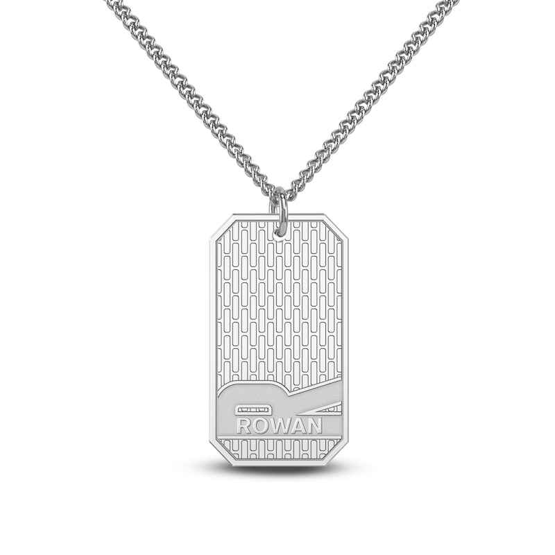 Main Image 1 of Men's Name & Initial Dog Tag Necklace Sterling Silver 22"